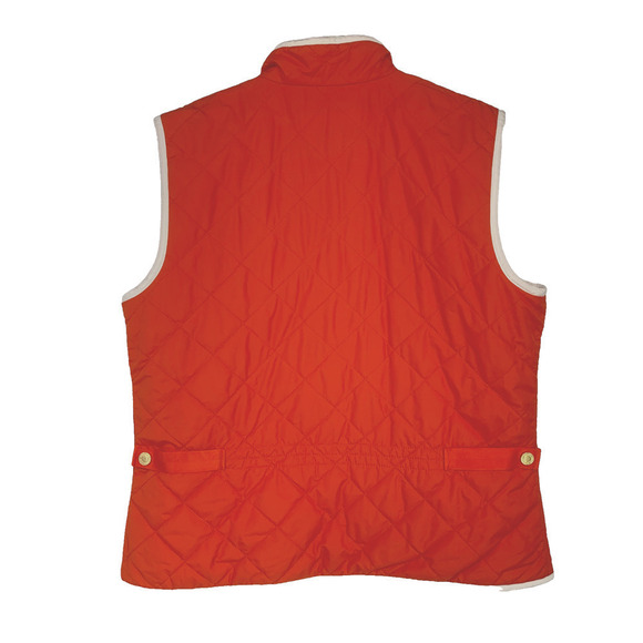 Lauren Ralph Lauren Reversible Quilted Vest Women's Sz L Orange & White Pockets - Picture 4 of 8